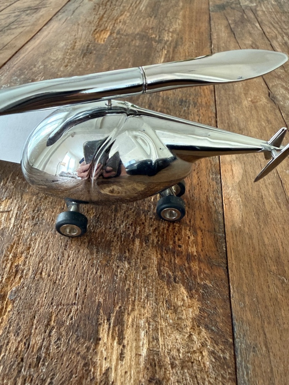 Polished Silver Helicopter paperweight/Pen/letter opener